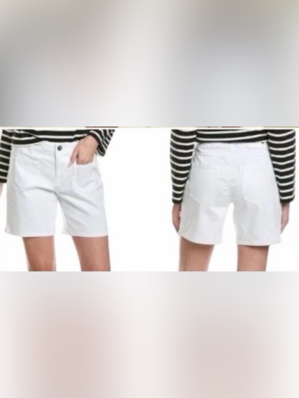 NWOT CAbi  White Denim Shorts with Front Patch Pockets